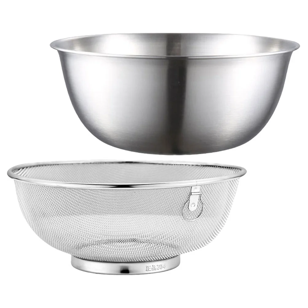 

Colander Stainless Steel Drain Basket Strainer Kitchen Supply Filter Rice Washing Bowl Silver Strainers Fine Mesh