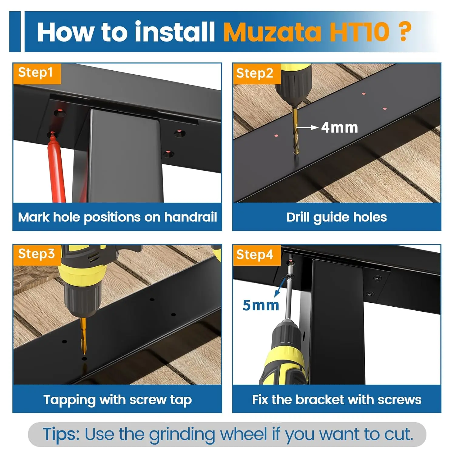 4PACK 6'6"  Steel Handrail Black Rectangular Handrail Top Rail Cable Railing System Cable Railing Handrail Deck