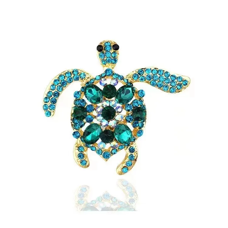 

New fashionable little turtle diamond-encrusted brooch, personalized animal pin, new retro turtle corsage accessory