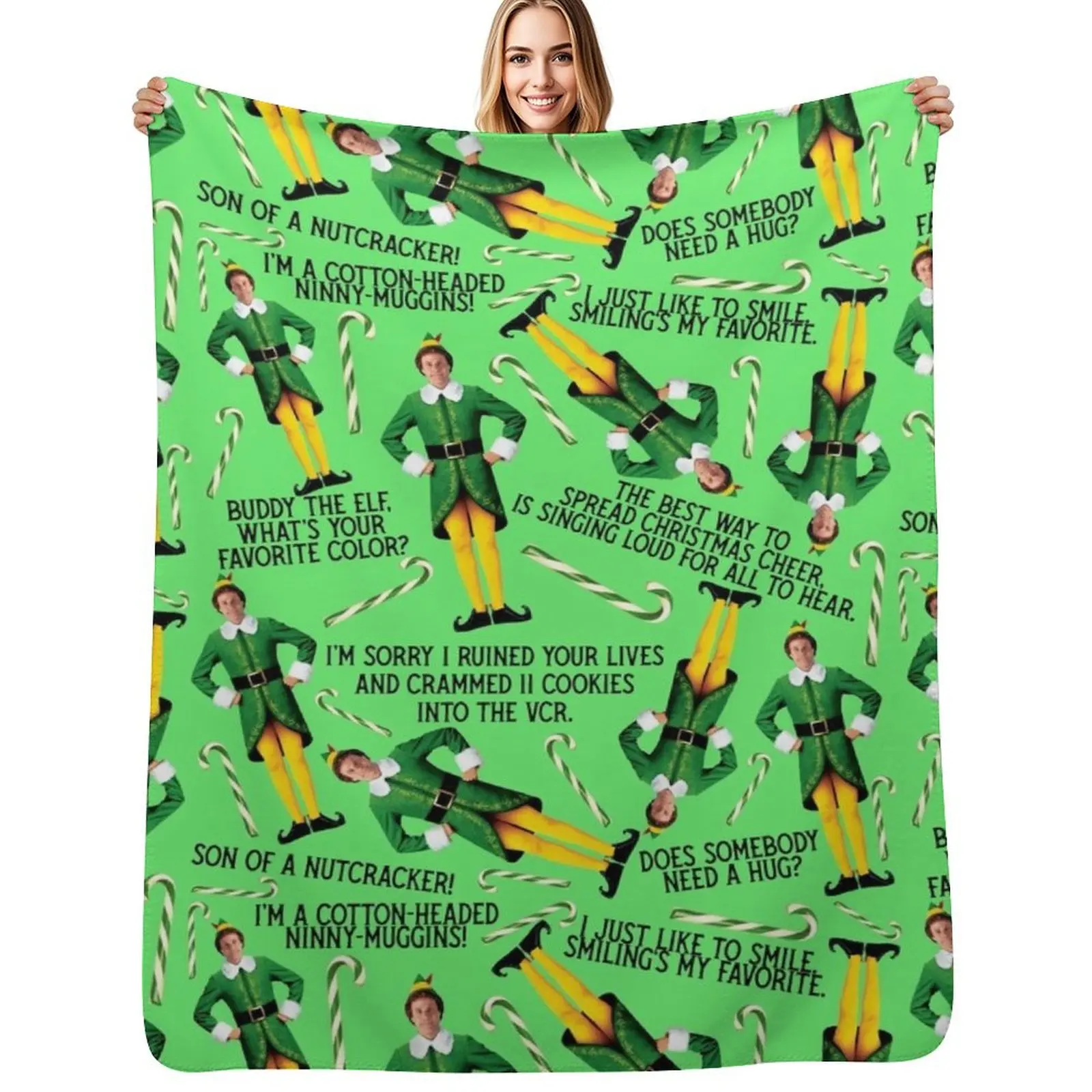 

Buddy The Elf Print Green Throw Blanket Soft Personalized Gift Blankets For Baby Blankets Sofas Of Decoration Blankets