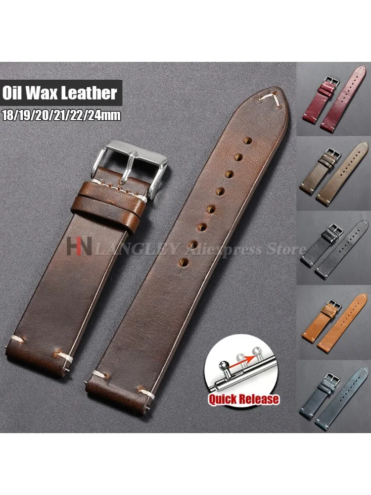 18mm 20mm 22mm 19mm 21mm 24mm Vintage Ölwachs-Lederarmband Universelles Genähtes Rindslederarmband für Seiko für Omega Uhrenarmband