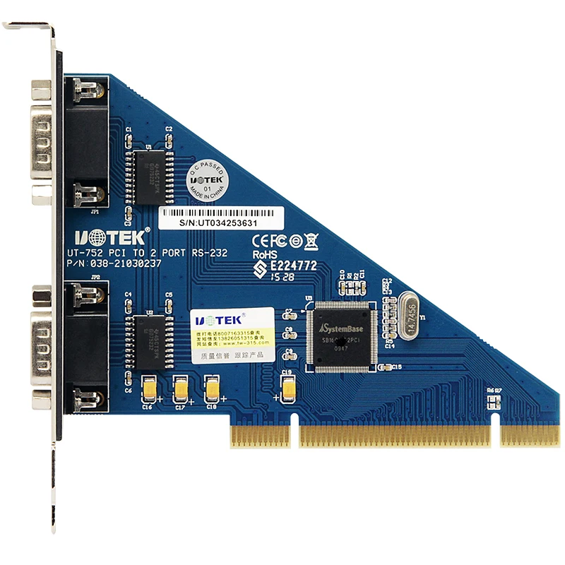 UOTEK PCI to RS232 Serial Card 2 Ports DB9 COM Expansion Converter PCI Adapter UT-752 Accept Customization