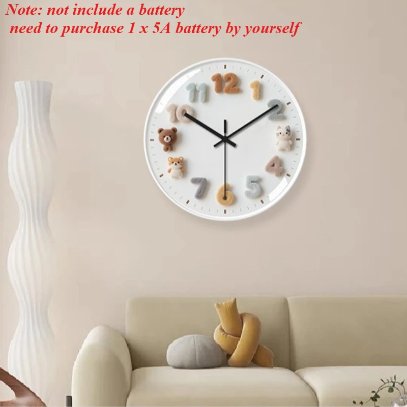 Creative Cartoon Wall Clock for Living Room Cream Style Home Kids Luxury Minimalist Hanging Clock High-End Decorative Timepiece