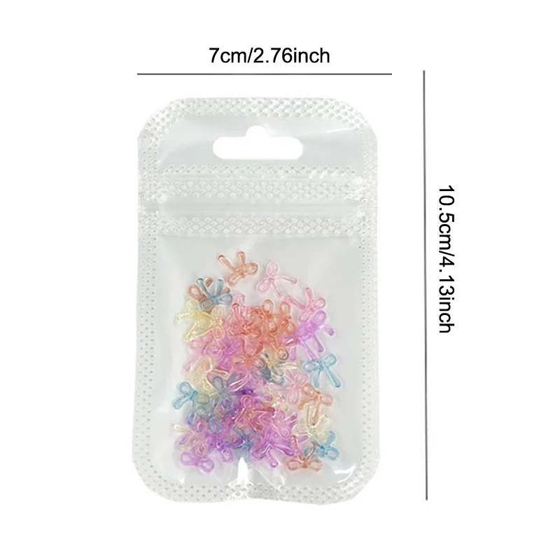 100 pièces portant un accessoire de diamant pour Nail Art, glace sculptée douce, ruban de couleur Transparent, nœud papillon, outils de décoration pour Nail Art