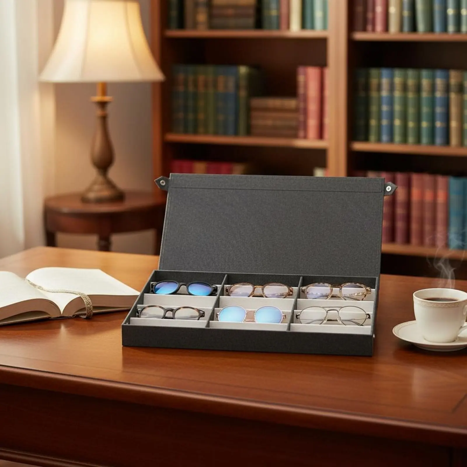 15 Slot Glasses Holder Soft Textile Plush Microfiber Inside Eyeglasses Display Holder Eyewear Collection Box cleanProof