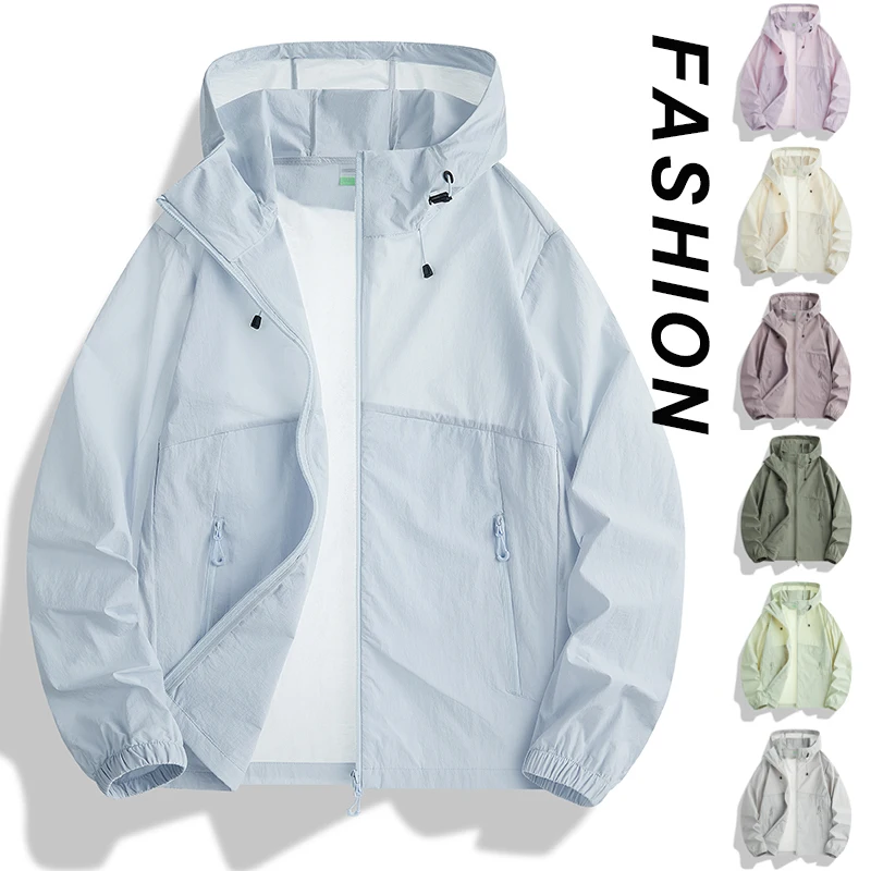 

Новая высококачественная тонкая солнцезащитная одежда для пар, одежда из ледяного шелка, уличная куртка с защитой от ультрафиолета.