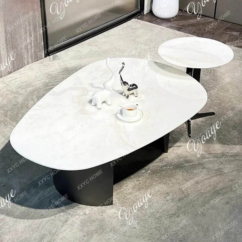 X-S Luxury Stone Coffee Table Special-shaped Living Room  Natural Marble Coffee Table High-end HG