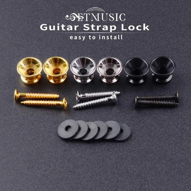 2PCS Guitar Strap Lock Locking Pegs Pin Metal End Strap Button for Acoustic Classical Electric Bass Guitar Ukulele Guitarra Part