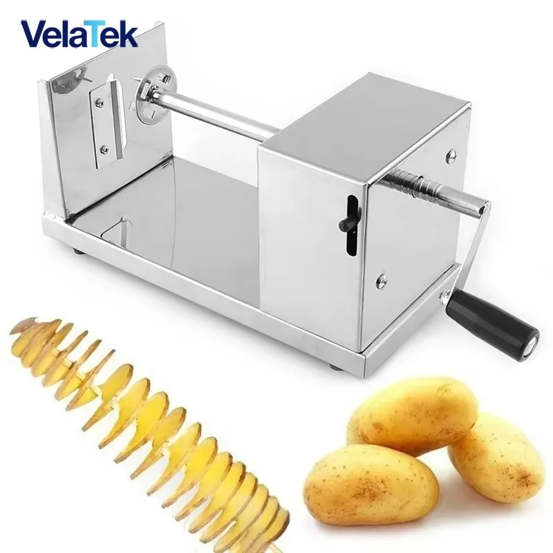 Thickened Stainless Steel Spiral Tornado Potato Tool, Manual Vegetable Fruit Chip Slicer for Kitchen Prep