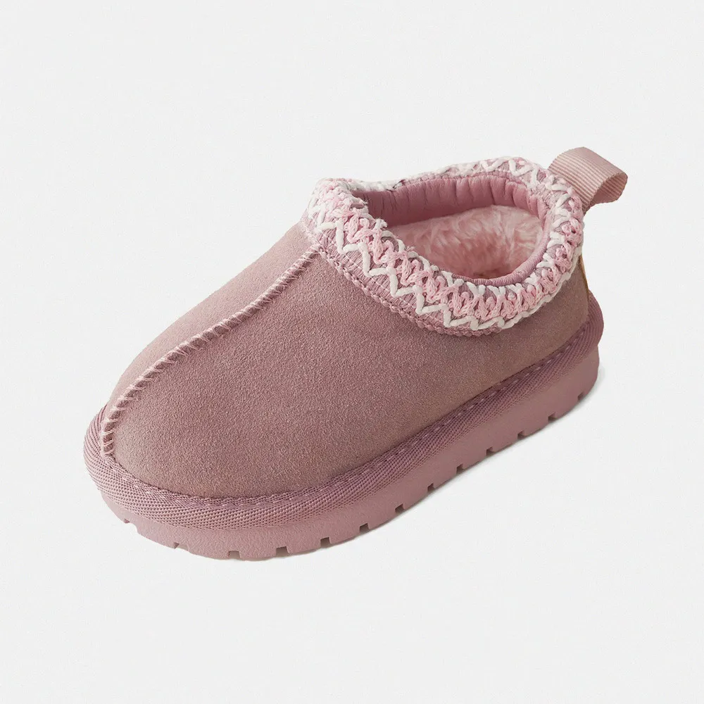 Stivali da neve per bambini moda per ragazze Low Top stivali da neve caldi in peluche ragazzi Slip-on suola morbida stivali invernali da esterno