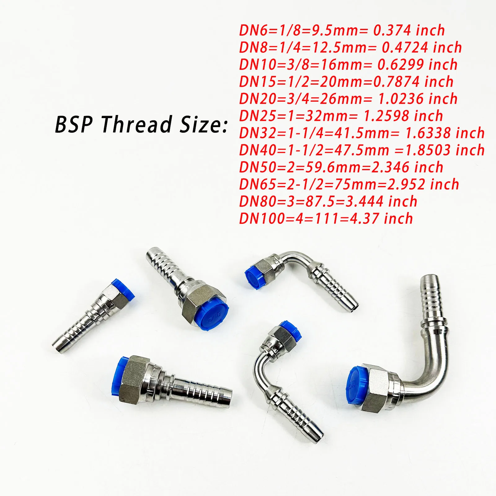 BSP British thread hydraulic hose joint straight through 90° elbow split stainless steel high-pressure pipe joint 1/8-1-1/2