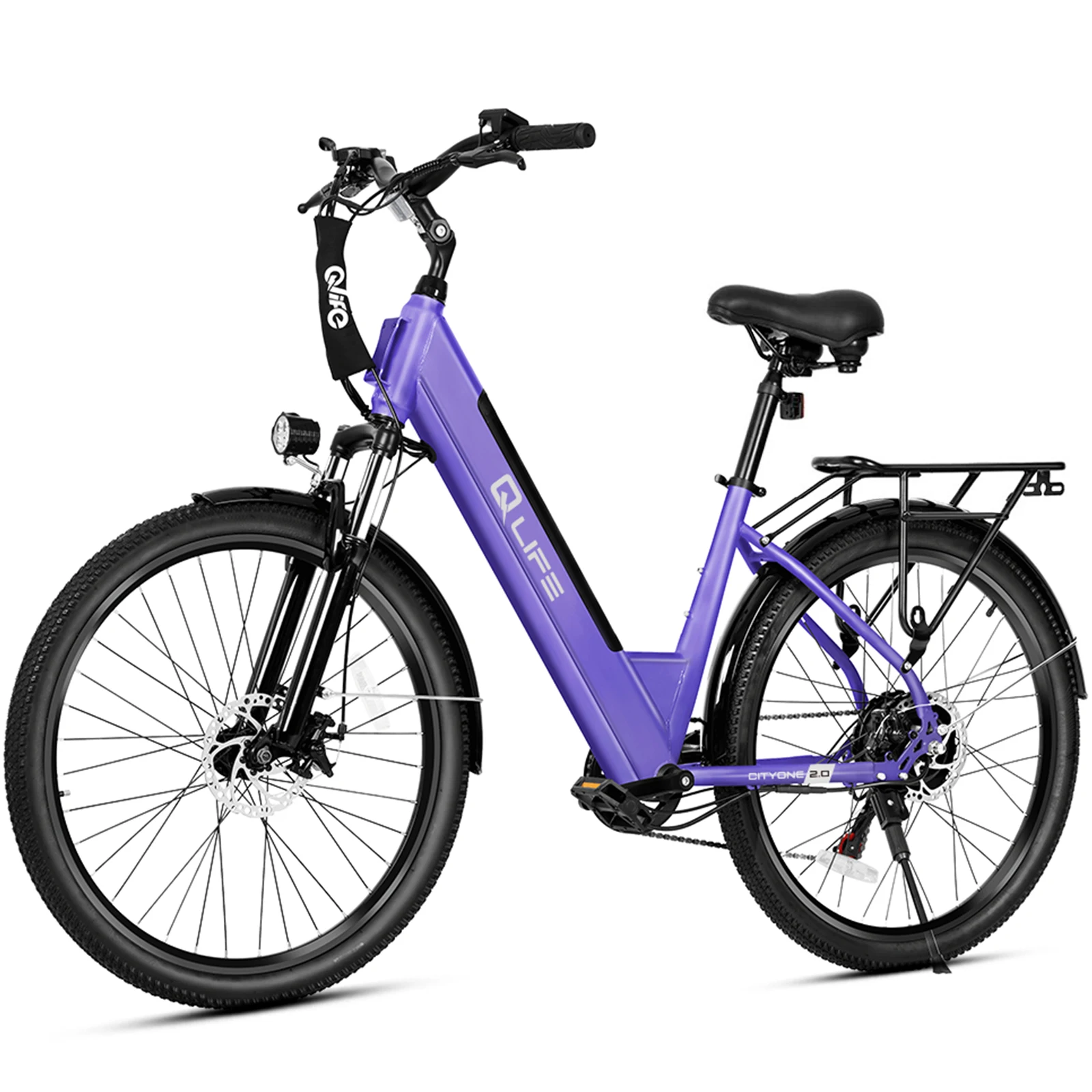 Qlife Cityone ST 2.0 Electric Bike for Adults, 26" Electric Bicycle with 1200W Peak Motor 48V 10.4Ah Battery, 28MPH 55 Miles, 7-Speed Commuter Bike with Front Suspension image 7