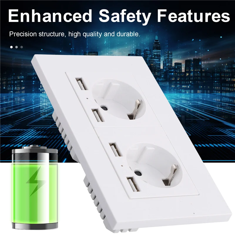 

AA21-IP66 16A 250V Водонепроницаемая наружная настенная розетка Электрическая двойная розетка с 2 USB-разъемами для домашнего сада в немецком стиле