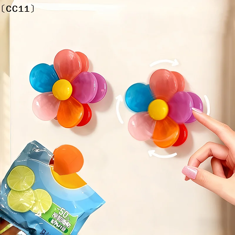 2 In 1 Magnetic Fridge Magnets Flower Type Multifunctional Sealing Clips For Food Storage Food Sealing Clips Accessories〔CC11〕