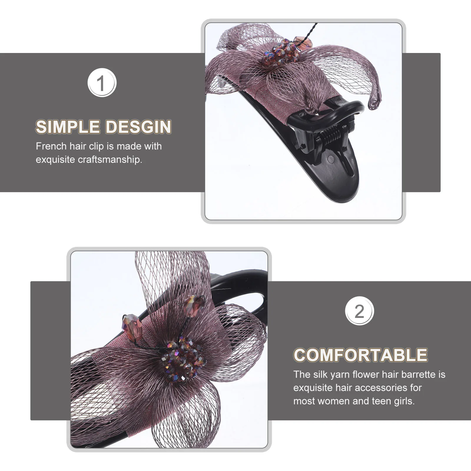

Copper Wire Clips for Women Duck Bill French Clip Thick Flower Hair Jewelry Yarn Bun Holder Elegant Stylish Accessories