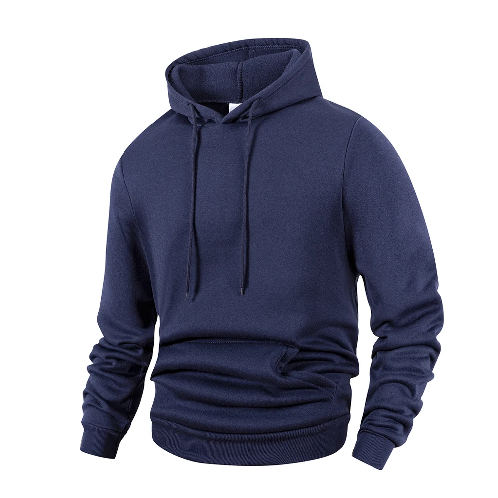 Men's Casual Thicken Hoodies Autumn Winter Long Sleeve Pullover Fashion Loose Solid Color Sweatshirt Spring Warm Outdoor Hoody