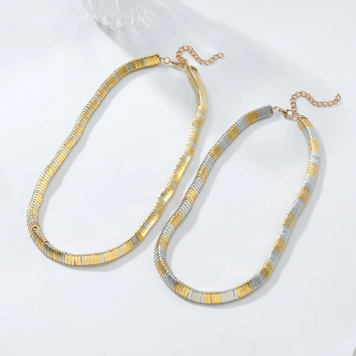 

ZAA Gold Silver Combination Vintage Metal Choker Necklaces for Women Double Layer Neck Jewelry Holiday Party Accessories