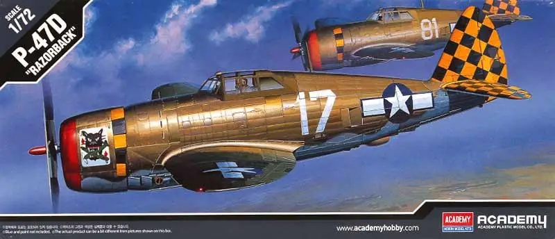 아카데미 12492 1/72 P-47D Thunderbolt 면도기 모델 키트 (플라스틱 모델)