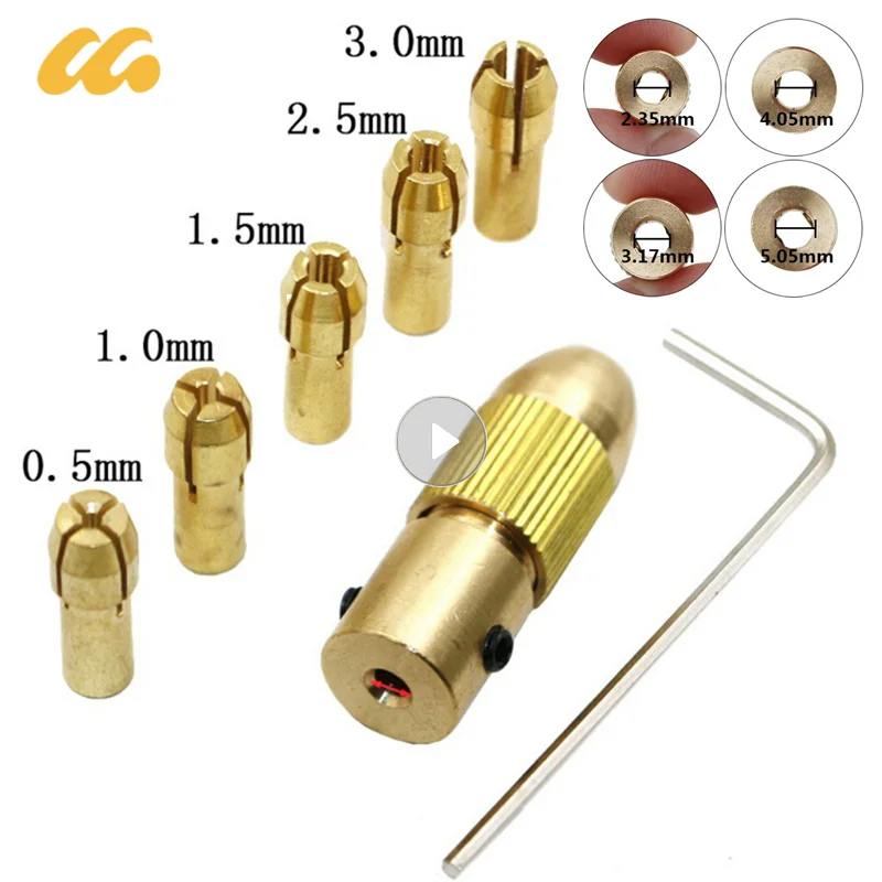 7PCS 0.5-3mm Drill Bit Chuck Collets Set Of Quick Chuck Copper Drill Folder Copper Cap Drill Collet Tool Power Tool Accessories