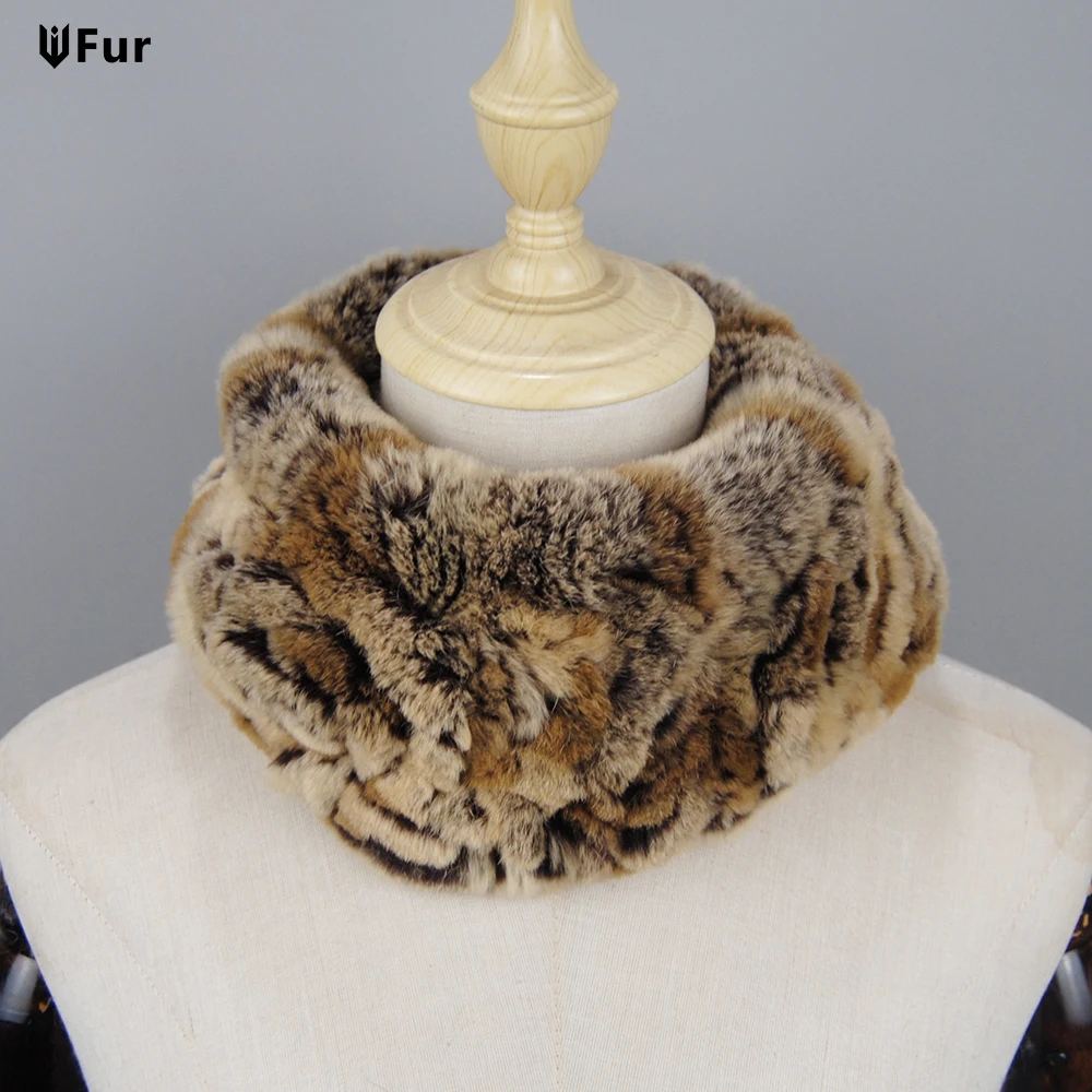 

Women Winter Real Fur Handmade Stretch Fur Scarf Knit Genuine Rex Rabbit Fur Headbands Girls Natural Fur Ring Cowl Snood Scarves