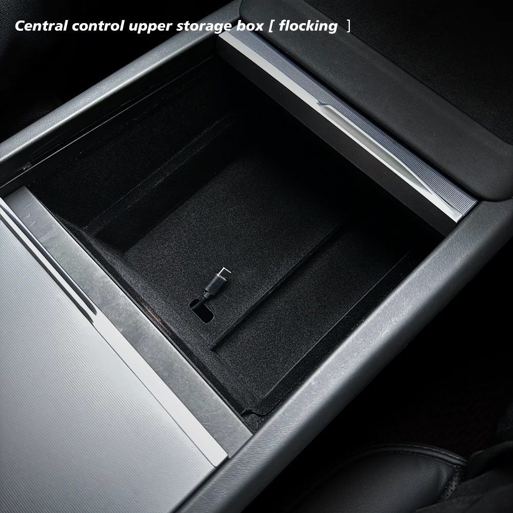 For Tesla New Model Y 2025 Launch Juniper Model 3 Highland 2024 Center Console Storage Box Armrest Box Upper&Lower Silicone Pad 썸네일 3