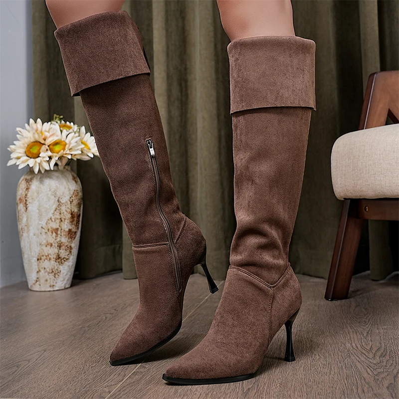 

Sexy Over The Knee Boots Women High Heels Shoes Pointed Toe High Boots 2025 Winter Elegant Party Pumps Warm Snow Botas De Mujer
