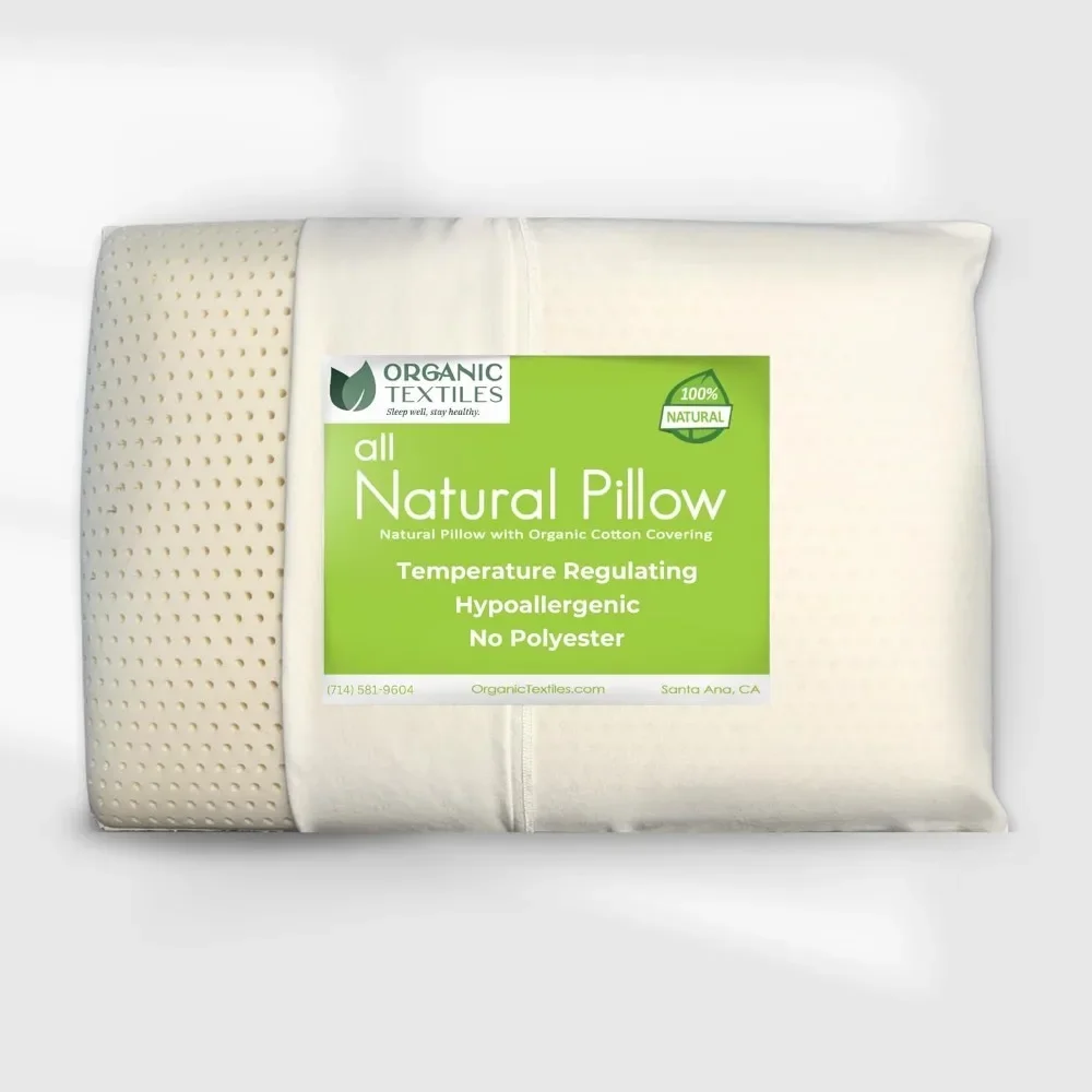 

Natural Latex Pillow with Organic Cotton Cover, Queen Size, Soft, GOTS Certified, Pressure Relief, Neck Pain Relief, Bed Pillow