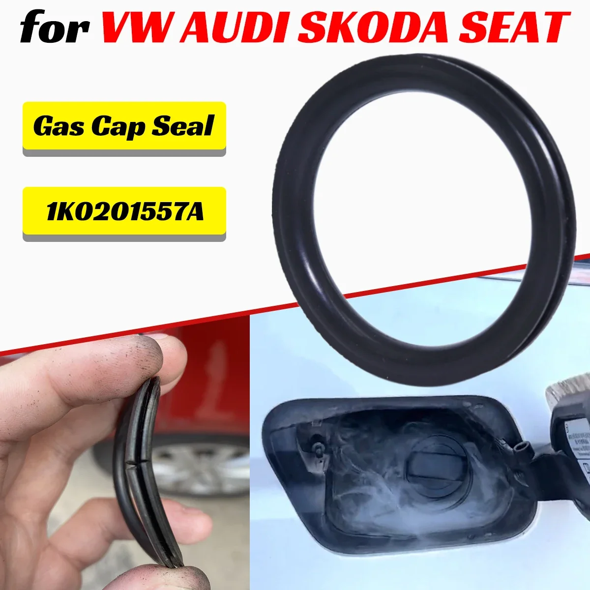 Gas Cap Replace Seal for VW AUDI SKODA SEAT 1K0201557A Fuel Tank Filler Neck Repair Kit V Shape O-ring Gasket Washer 55x5mm Car