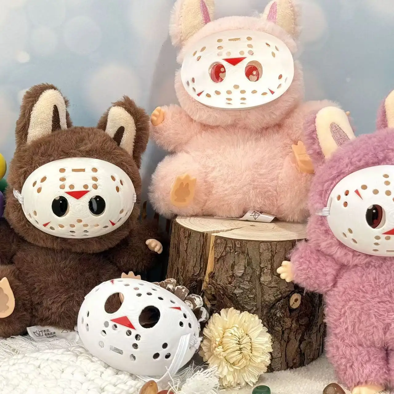 For 17cm Labubu V1 V2 V3 Scary Mask Halloween Decoration Gift Mini Doll Accessories DIY Creative Gifts