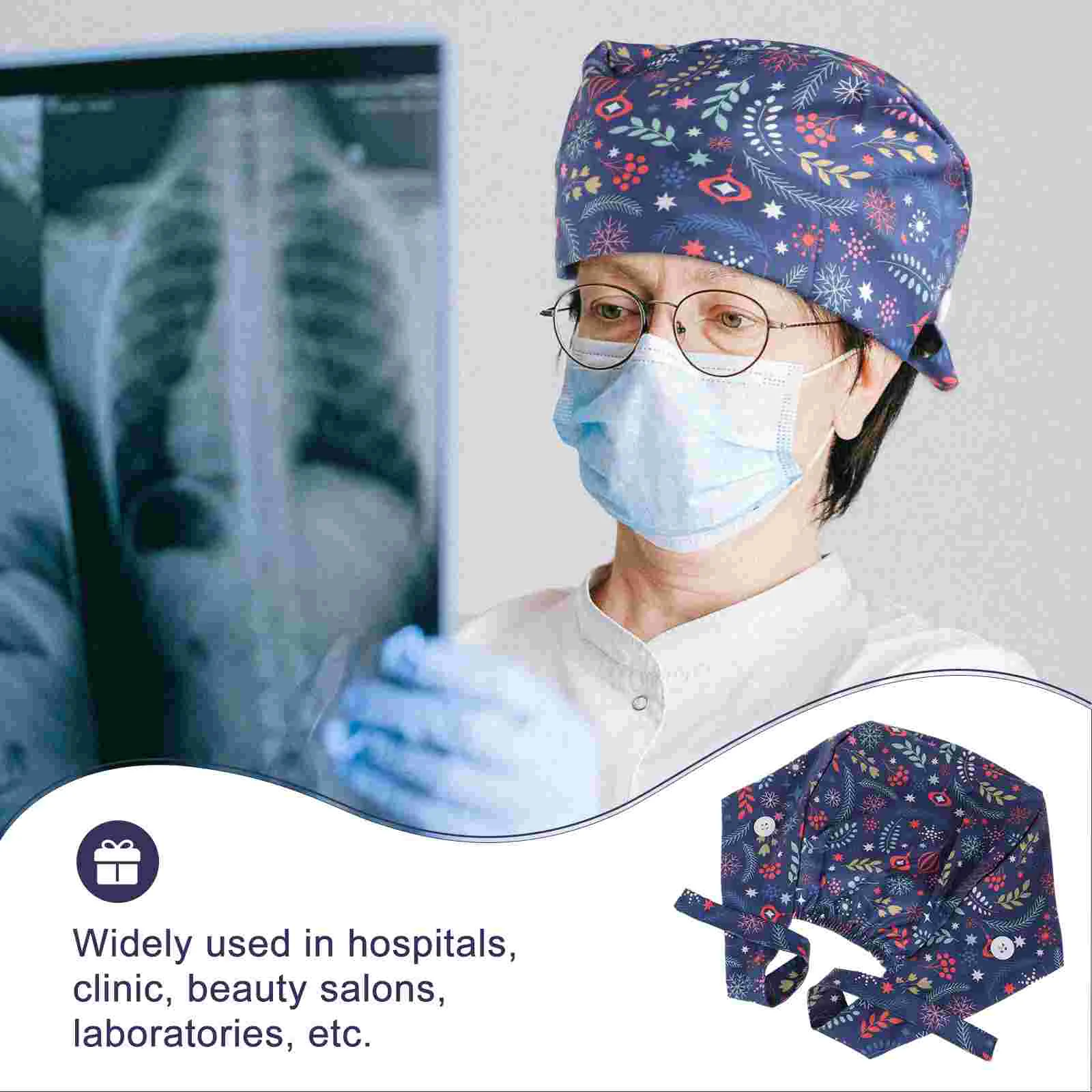 Dustproof Toe Cap Men Hats Nurse Caps for Women Scrub Rear Tie Polyester Nurses