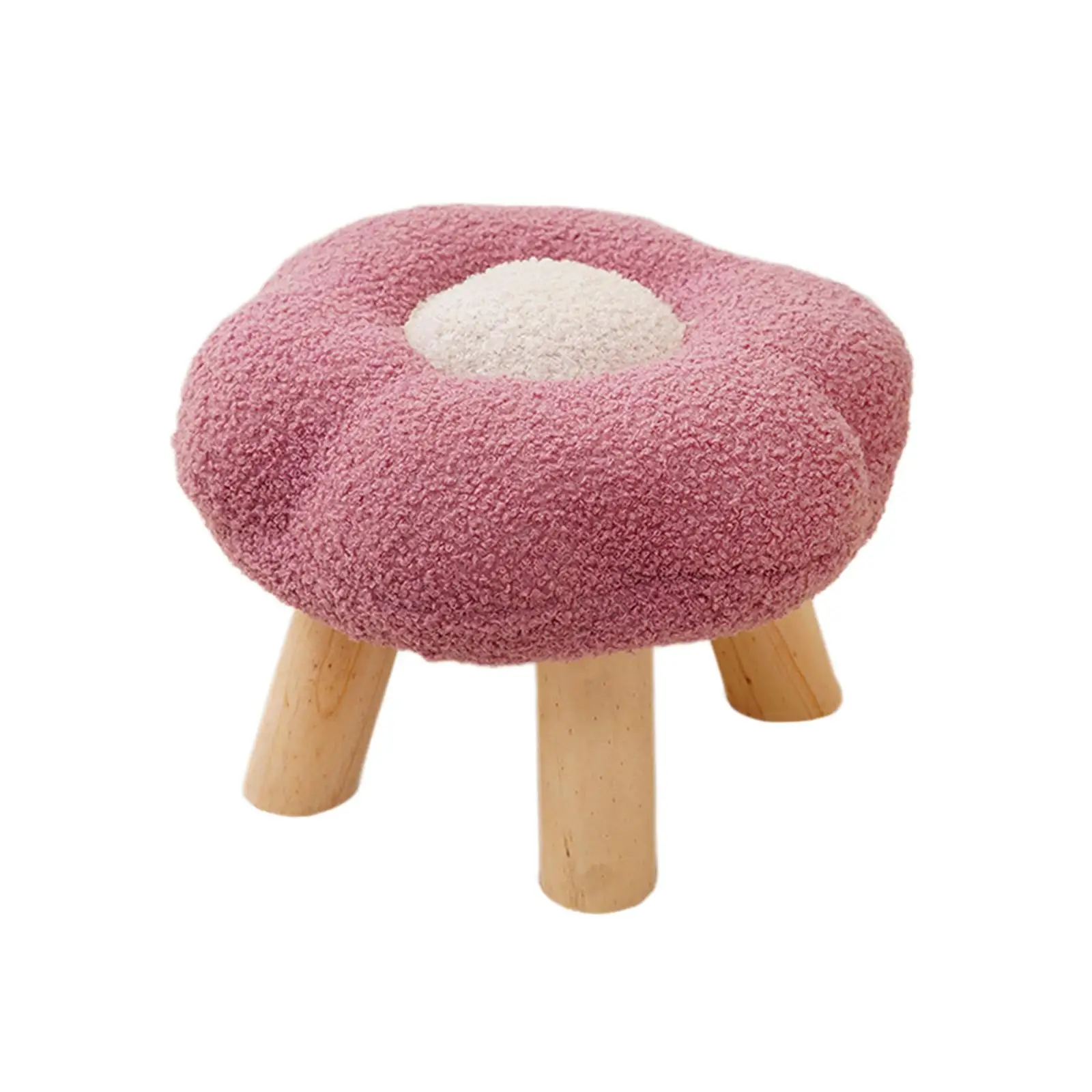 Sofa Footstool Flower Shape Pouf Non Slip Foot Rest Cartoon under Desk Footrest for Living Room Bedside Porch Entryway Playroom