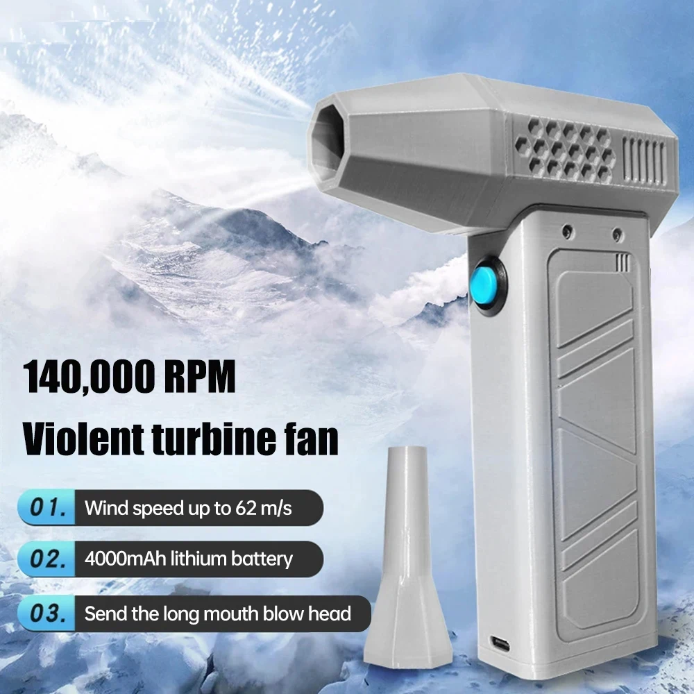 2024 Mini Turbo Jet Fan 140000RPM Brushless Motor Adjustable wind speed Handheld Duct Fan 52M/S Turbo Fan with Power Display