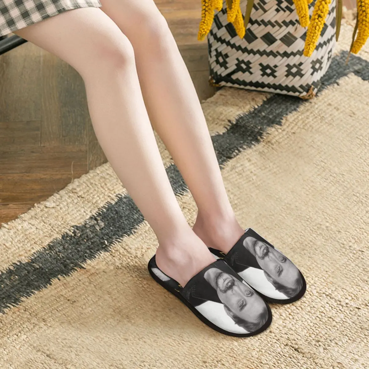 Custom Print French Rock Johnny Hallyday Guest Slippers for Bathroom Women France Singer House Slipper