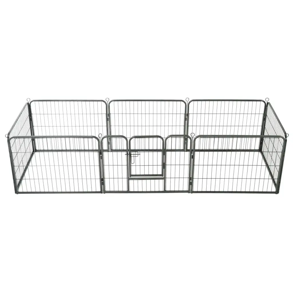 8-Panel Dog Playpen, Steel Pet Fence, 80x60cm, Black - Durable Indoor/Outdoor  Enclosure