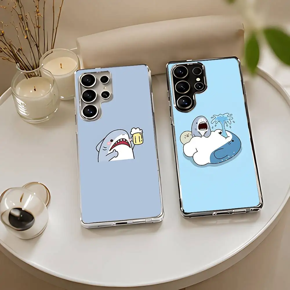 SAMEZU SHARK Silicone Phone Case For Samsung Galaxy S21 S22 S23 S24ULTRA S25ULTRA FE Ultra Plus5G A52S S26 Cover