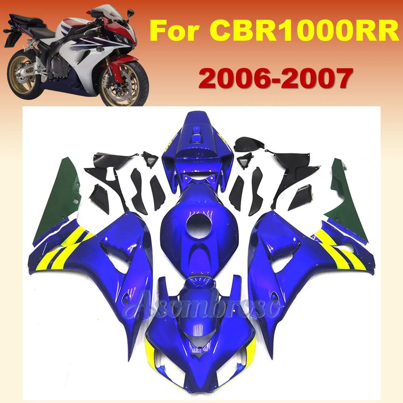 

New Fairings for Honda CBR1000RR 2006 2007 blue yellow bodywork cbr 1000 rr 06 07 bike replace fairing kit