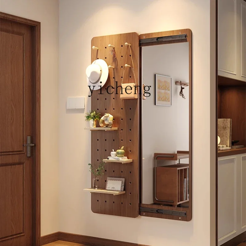 AB  solid wood hole board  mirror invisible push-pull full-length mirror household hidden type
