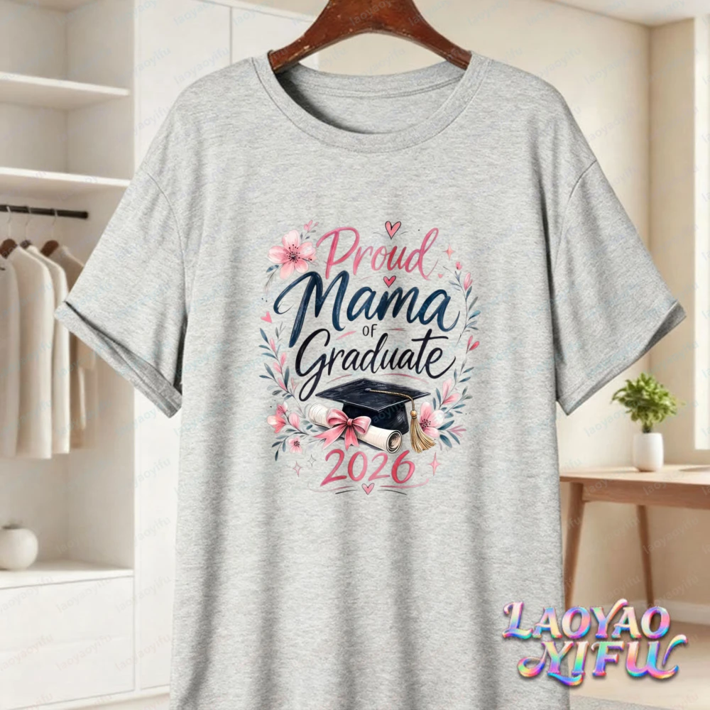 Proud Mama of 2026 Graduate Shirt for Women Graduation Day Gift for Mom Floral Grad Party Outfit Trend Class of 2026 Mom Apparel