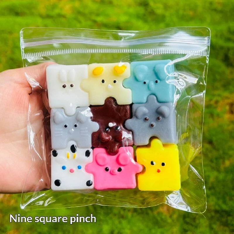 Cartoon Animal Puzzle Squishy Toys Slow Rising Soft Mud Texture Stress Relief Fidget Gadgets For Kids Jigsaw Squeeze Toys