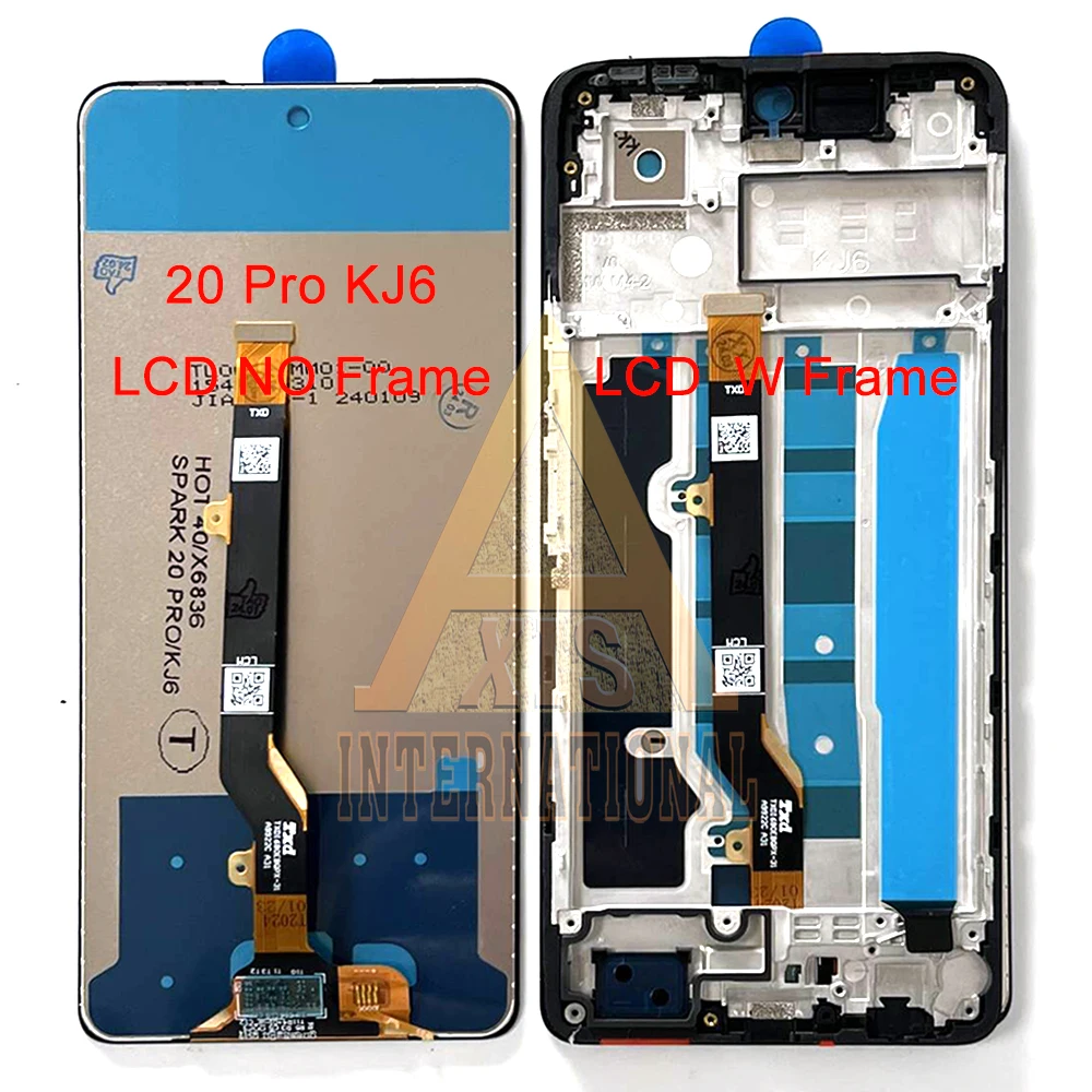 For Infinix Tecno Spark20 KJ5 LCD Spark 20 Pro KJ6 LCD Display LCD Frame Touch Panel Digitizer For Tecno Spark 20C BG7 Screen