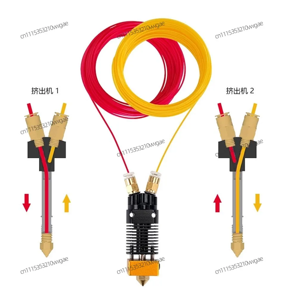 3D Printer Dual Color Extruder 2-in-1 Mixing Print Head DIY Kit Compatible with CR10/S Ender3