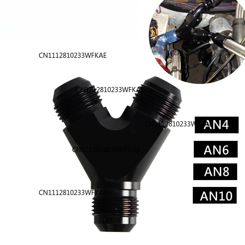 High Quality AN4 AN6 AN8 AN10 Y Adapter Block Male Thread Fuel Hose Fitting Adapters Tee oil pipe joint Universal Aluminium