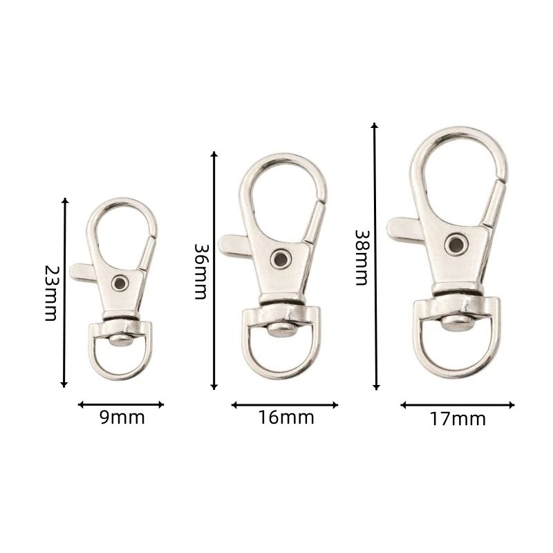 10 Stück Legierungs-Drehkarabinerhaken D-Ring Karabiner Schlüsselanhänger Gürtelschnalle Zubehör für DIY-Bastelarbeiten Schmuck Lanyard Kette – Detail 1