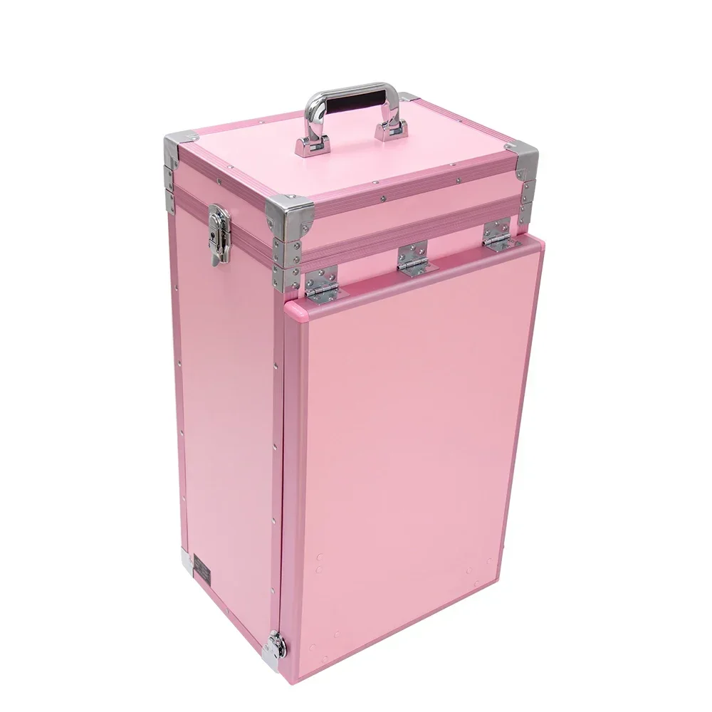 Nail Table Pink Manicure Workstation Folding Rolling Portable Case