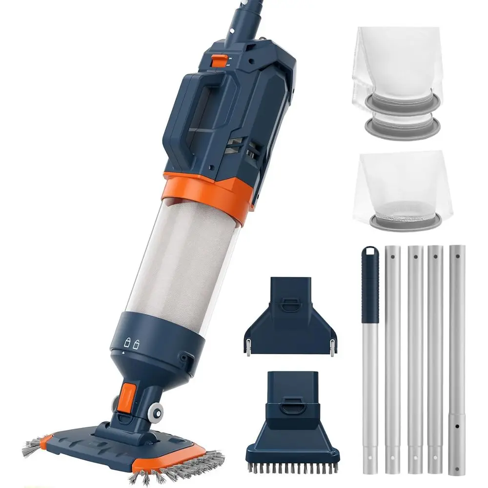 

Беспроводной сверхмощный пылесос для бассейна, мощное всасывание, 16,8 галлонов в минуту, время работы 60 м, сверхтонкий сетчатый фильтр 25 мкм, портативный перезаряжаемый