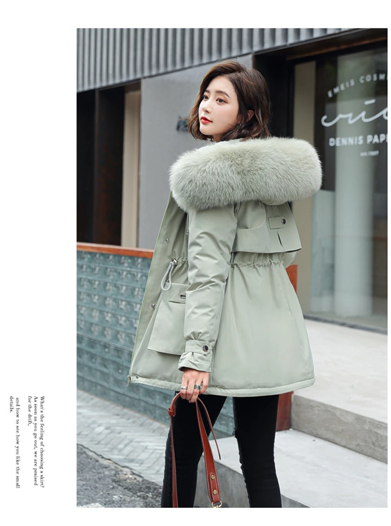 Winter Jacket Coat New Women Parka Clothes Long Coat Wool Liner Hooded Jacket Fur Collar Thick Warm Snow Wear Padded Parka