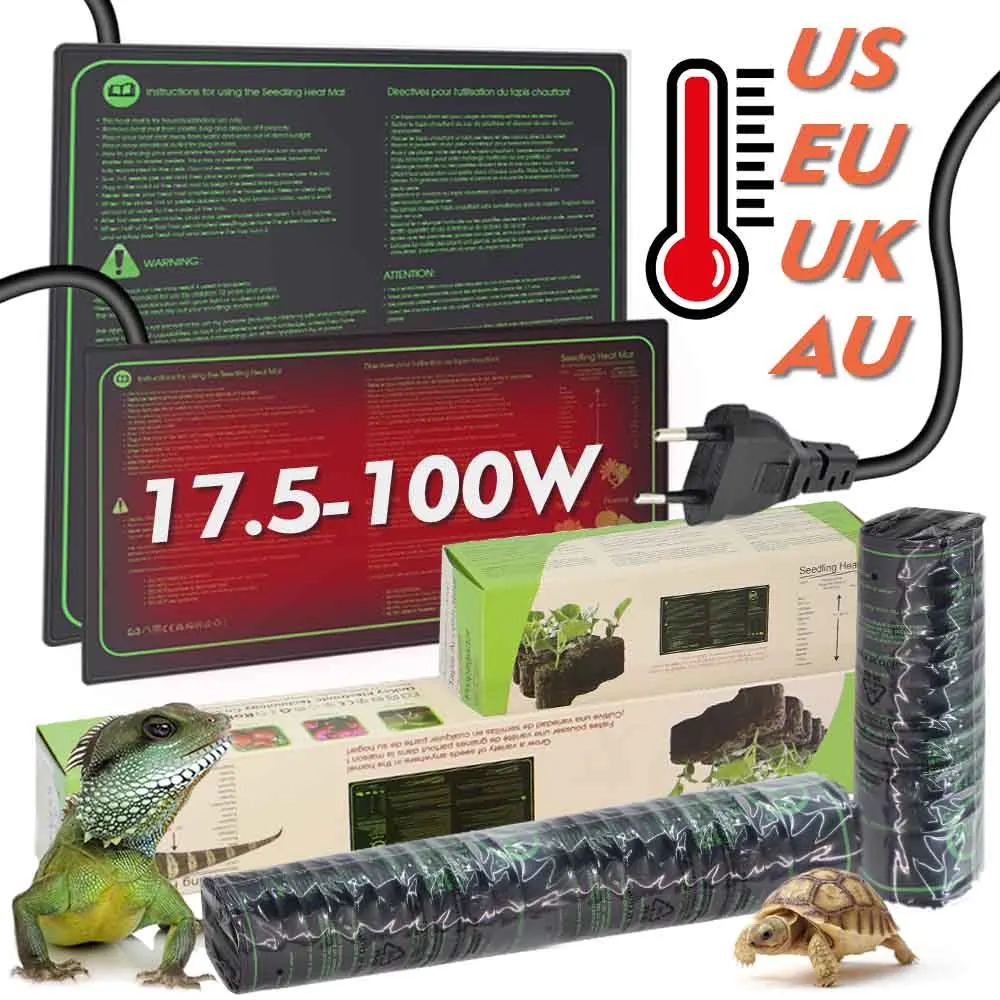 17.5/45/100W PVC Seedling Thermostat Heating Pad Heat Mat Indoor Garden Greenhouse Waterproof Aquarium Reptile Terrarium Heaters