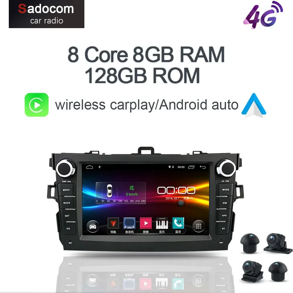 

Carplay 8" Android 11 Car Radio Multimedia Player For Toyota Corolla E140/150 2006 - 2012 2013 4G LTE Navigation GPS Radio 2 din