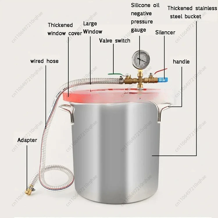غرفة مكنسة من الفولاذ المقاوم للصدأ سعة 3 جالون / 12 لتر لإزالة الرغوة من السيليكون والراتنجات