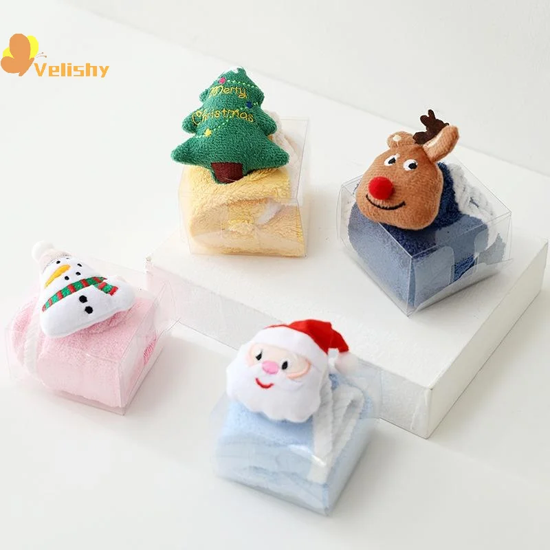 أطفال عيد الميلاد نمط منشفة اليد الكرتون الأيائل ثلج سانتا كلوز شجرة عيد الميلاد منشفة مخملية الحمام منشفة معلقة الامتزاز القماش